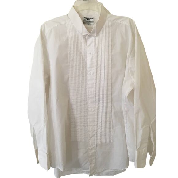 Vintage Formaco Permanent Press Pleated Formal White Tuxedo Shirt 32/33 XL - Picture 1 of 4